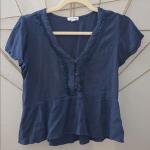 Blue button up V-Neck